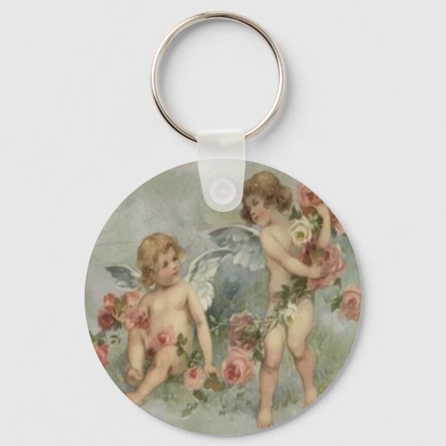 Llavero Tarjeta de San Valentín de querubines victorianos  (Anverso)