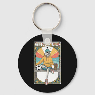 Llavero Tarjeta de Tarot de Mamá Futbolista Esqueleto Café