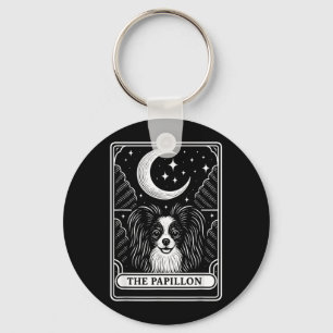 Llavero Tarjeta de Tarot de Mamá Perro Papillon Luna Creci