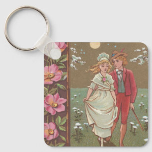 Llavero Tarjeta Romántica Antigüa del Día de San Valentín,