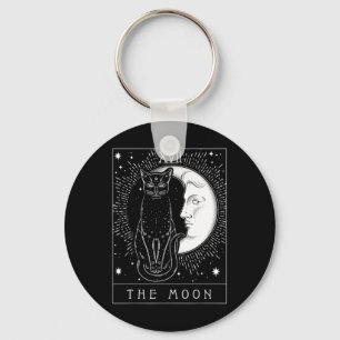Llavero Tarjeta Tarot Crescent Moon And Cat Graphic