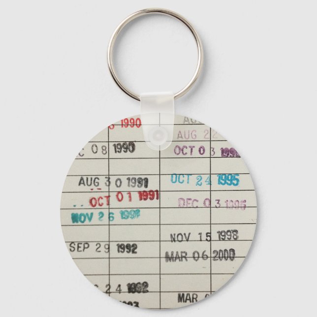 Llavero Tarjetas de fecha de vencimiento de la biblioteca  (Anverso)