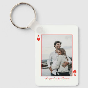 Llavero tarjetas de juego de foto corazón amor as simple