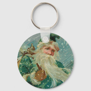 Llavero Tarjetas de Navidad-Retro Santa Claus Postal