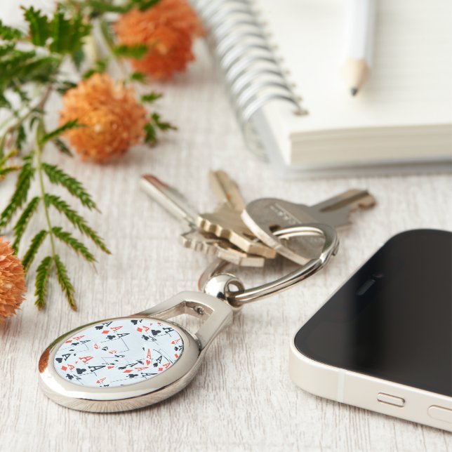 Llavero Tarjetas de póquer Aces apiladas, (Lateral)