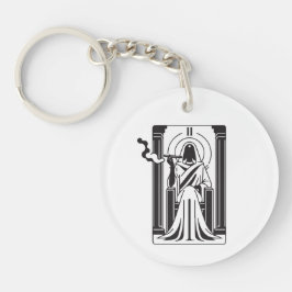 Llavero Tarot Alta Sacerdotisa Fumando Hierba Ocultismo