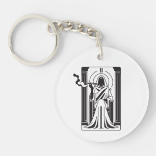 Llavero Tarot Alta Sacerdotisa Fumando Hierba Ocultismo