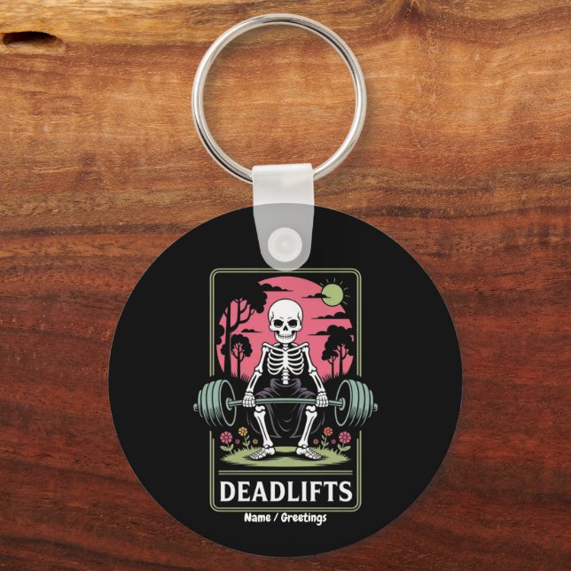 Llavero Tarot Card Deadlifts Funny Skeleton Workout Design (Anverso)