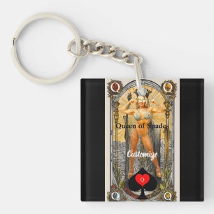 Llavero Tarot Card Queen of Spades Thunder_Cove