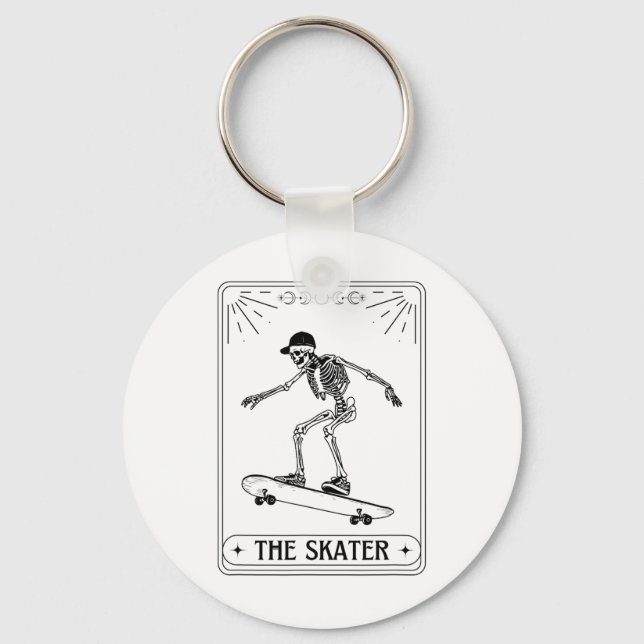 Llavero Tarot Card The Skater Skeleton Halloween Skateboar (Anverso)