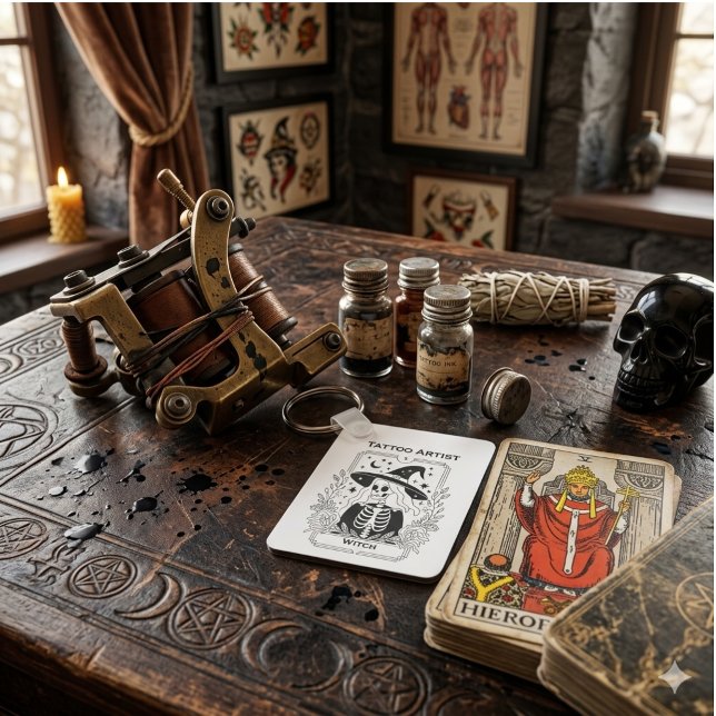 Llavero Tarot Místico Gótico Esqueleto Celestial (Mystic Gothic Tarot Skeleton Celestial Keychain )