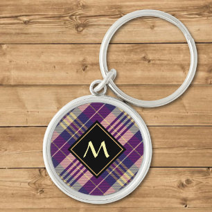 Llavero Tartan púrpura, dorado y azul
