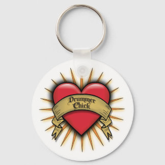 Llavero Tattoo Heart Drummer Chick