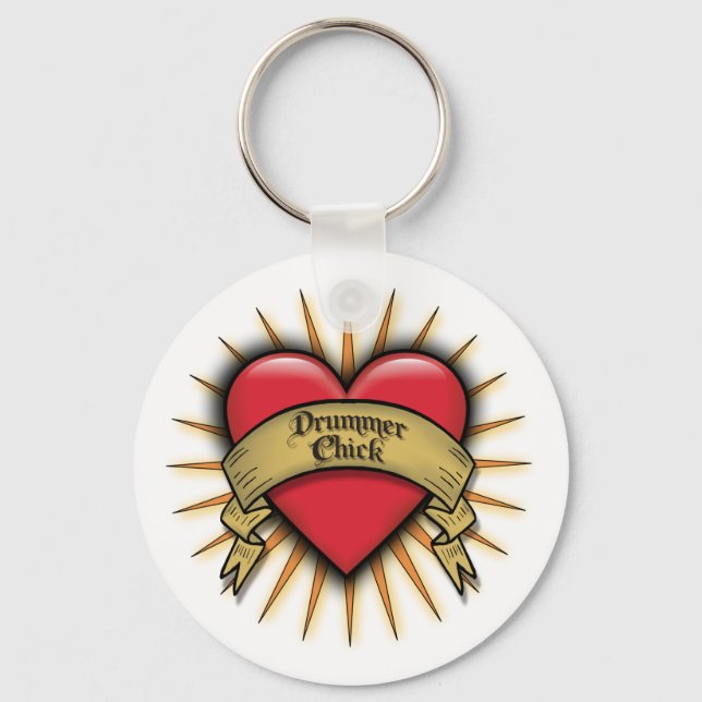 Llavero Tattoo Heart Drummer Chick (Anverso)