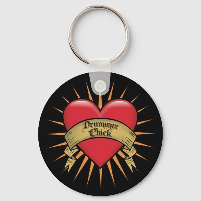 Llavero Tattoo Heart Drummer Chick (Anverso)