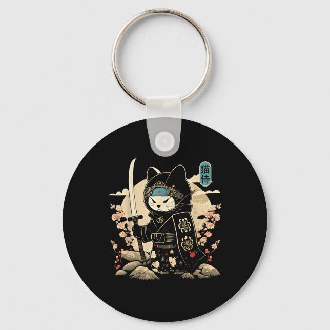 Llavero Tattoo Kawaii Ninja Cat _1 de Samurai Japonés (Anverso)