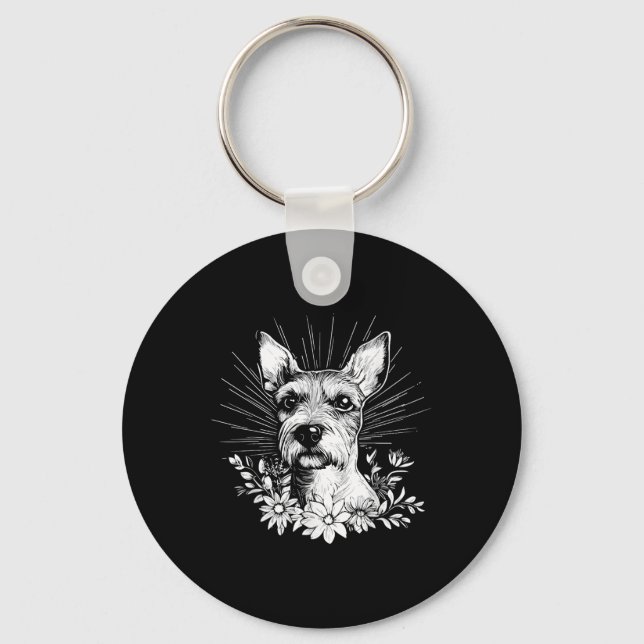 Llavero Tattoo Style Lover Fox Terrier Perro Retro (Anverso)