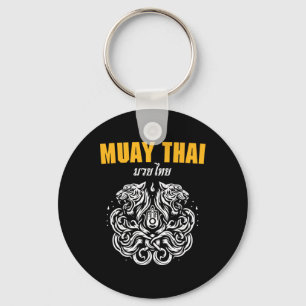 Llavero Tatuaje de arte de Muay Thai Sak Yant Tigre gemelo