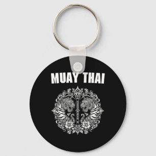 Llavero Tatuaje de arte de Muay Thai Sak Yant Tigre gemelo