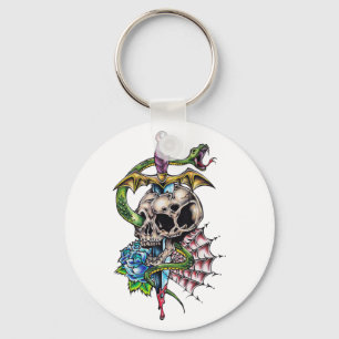 Llavero Tatuaje de calavera y daga