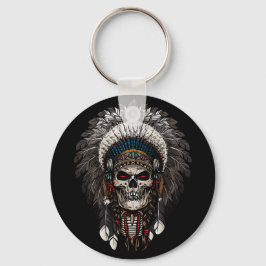 Llavero Tatuaje de cráneo del jefe indio