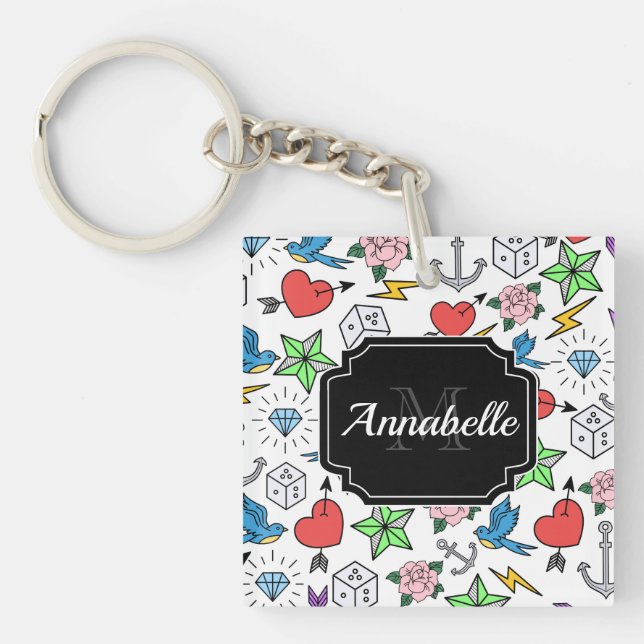 Llavero Tatuaje de la vieja escuela (Frente)