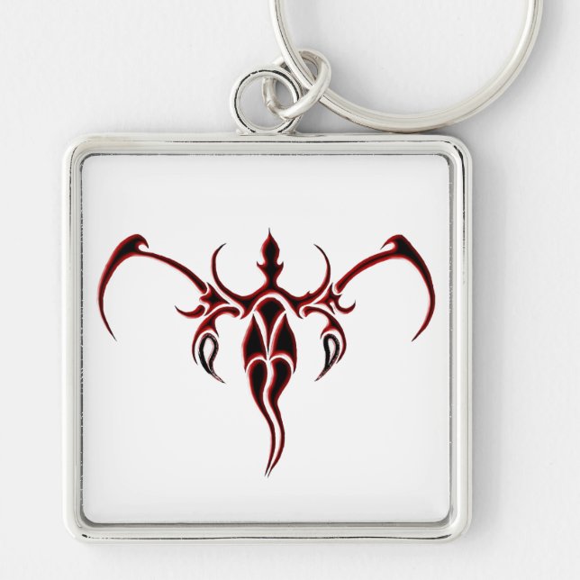 Llavero Tatuaje tribal para elefantes - rojo y negro (Frente)