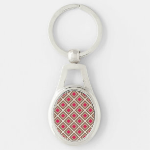 Llavero Taupe, Taupe Claro, Rosado Caliente Ikat Diamantes