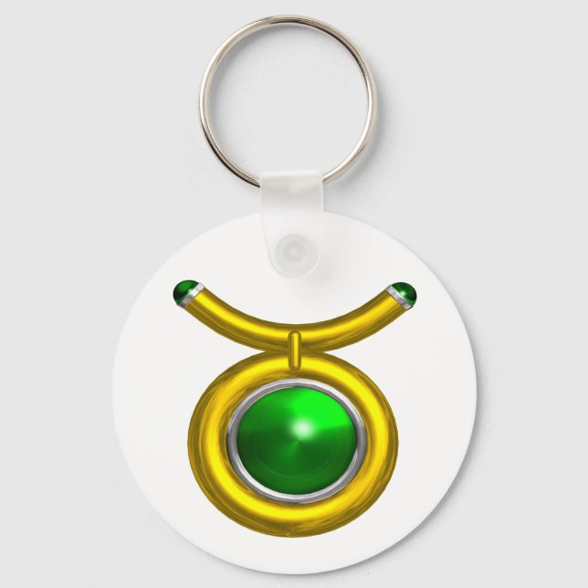 LLAVERO TAURO/ORO, RÓTULO VERDE EMERALD ZODIAC JEWEL (Anverso)