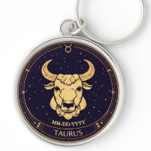 Taurus Zodiac Keychain with Birth Date