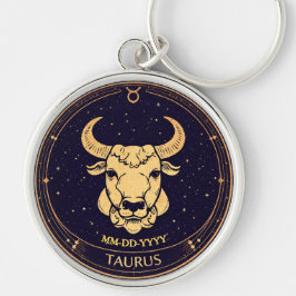 Llavero Taurus Zodiac Keychain with Birth Date