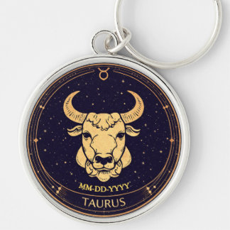 Llavero Taurus Zodiac Keychain with Birth Date