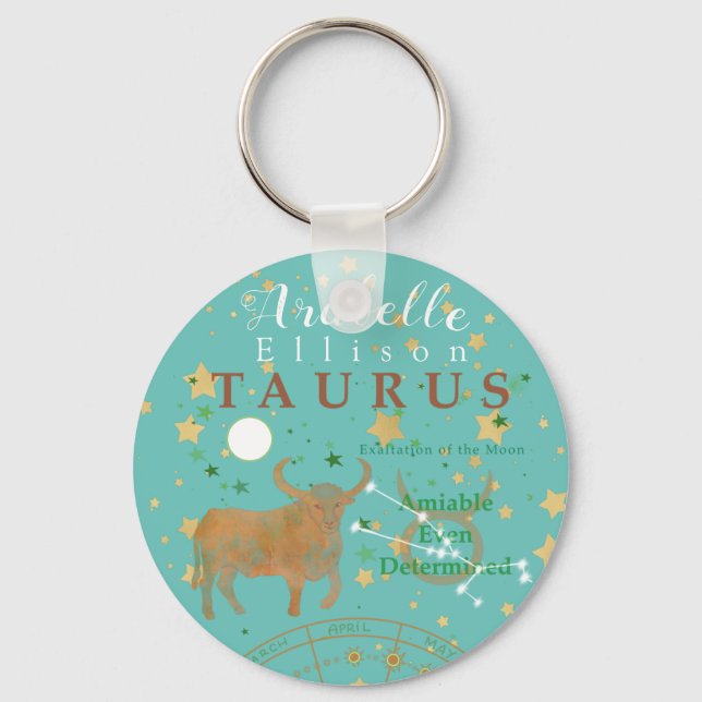 Llavero Taurus Zodiac Vintage personalizado (Anverso)