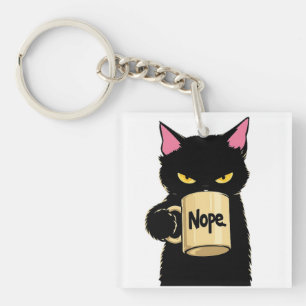 Llavero Taza de café Nope Cat – Actitud divertida de gato 