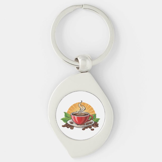 Llavero Taza de café roja (Anverso)