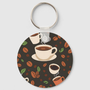 Llavero Tazas de café granos mañana patrón
