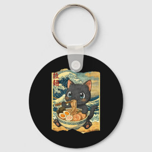 Llavero Tazón de fideos ramen de gato negro kawaii diverti