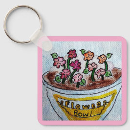 Llavero Tazón de flores rosa claro