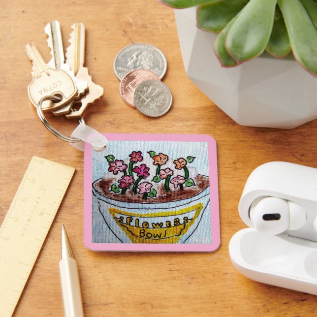 Llavero Tazón de flores rosa claro (Escritorio )