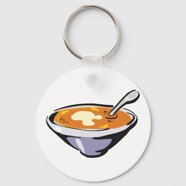Llavero Tazón de sopa de tomate con cuchara (Anverso)