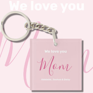 Llavero Te Ama Mamá Rosa Minimalista