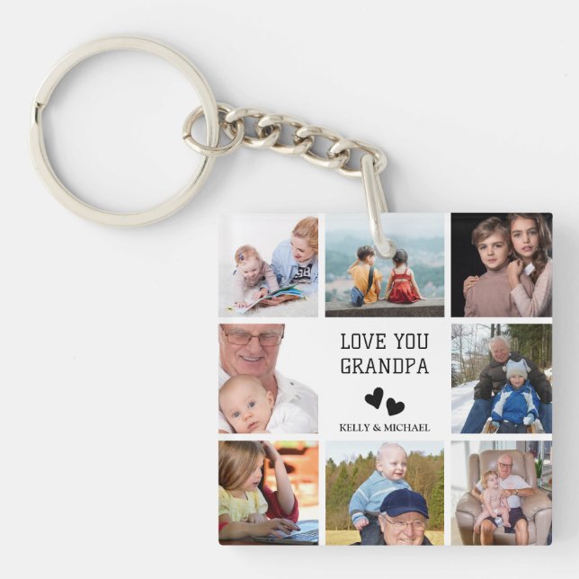 Llavero Te amo, abuelo | Keychain moderno de fotos de los  (Frente)