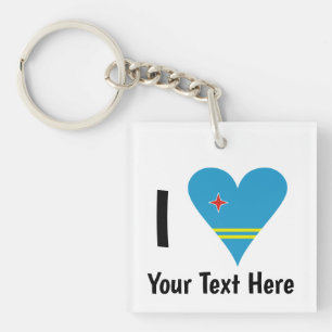 Llavero Te Amo (Bandera de Aruba en forma de corazón) Pers