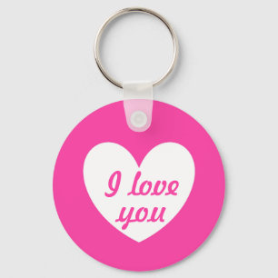 Llavero "Te amo" Blanco sobre corazón fucsia