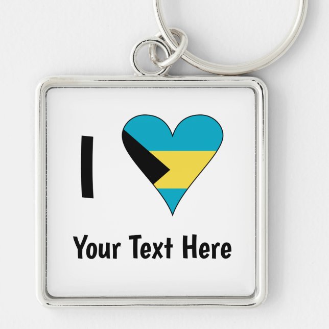 Llavero Te Amo (Corazón con Bandera de Bahamas) Personaliz (Frente)