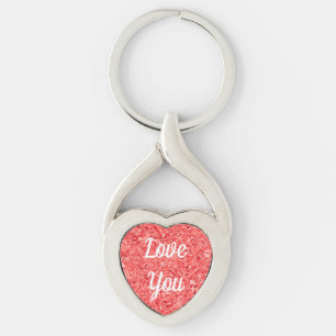 Llavero Te Amo Corazón de Piedra Preciosa Personalizado