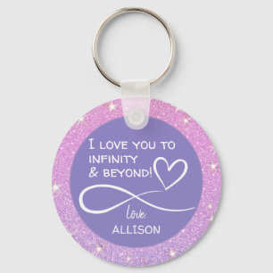 Llavero Te amo día de San Valentín Purpura Plata Brillo
