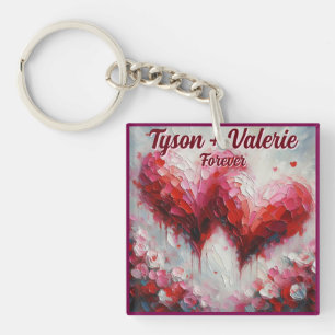 Llavero Te Amo Dos Corazones Abstractos Personalizados