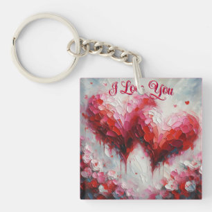 Llavero Te Amo Dos Corazones Abstractos Pintando San Valen
