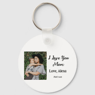 Llavero Te amo el día de mamá elegante agregar texto de fo